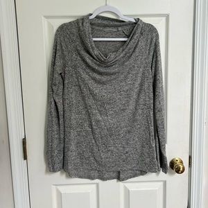 Athleta Women's Heathered Gray Pullover Cowl-neck Long Sleeve Shirt Size Medium